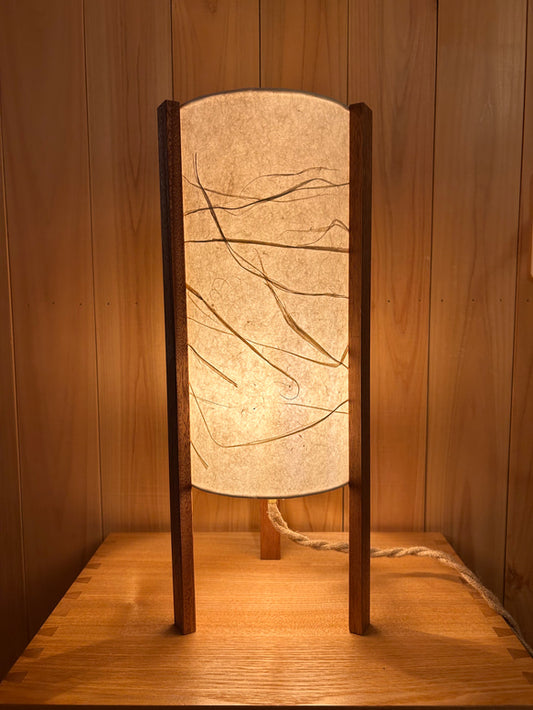 LIN 15 | Table Lamp | Handmade Washi Lampshade with Mahogany Frame